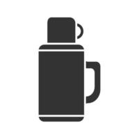 Thermos glyph icon. Hot drink. Silhouette symbol. Negative space. Vector isolated illustration