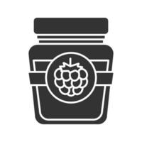 Raspberry or blackberry jam jar glyph icon. Silhouette symbol. Negative space. Vector isolated illustration