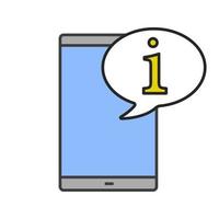 Smartphone with speech bubble color icon. Info chat. Isolated vector illustration