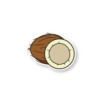 Coconut patch. Color sticker. Vector isolated illustration