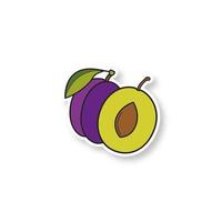 Plum patch. Color sticker. Vector isolated illustration