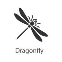 Dragonfly glyph icon. Insect. Silhouette symbol. Negative space. Vector isolated illustration