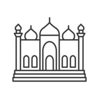Mosque linear icon. Thin line illustration. Islamic culture. Muslim worship place. Contour symbol. Vector isolated outline drawing