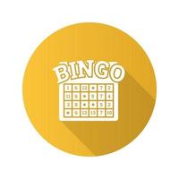 Bingo game flat design long shadow glyph icon. Lottery. Casino. Vector silhouette illustration