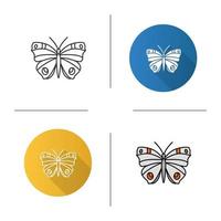 Butterfly icon. Insect. Flat design, linear and color styles. Moth. Isolated vector illustrations