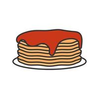 Pancakes stack with jam or honey color icon. Isolated vector illustration