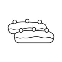 Eclair cake linear icon. Thin line illustration. Contour symbol. Vector isolated outline drawing