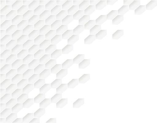 Honeycomb shape white Background have copy space, polygon white background, light and shadow on white paper background, Embossed Hexagon