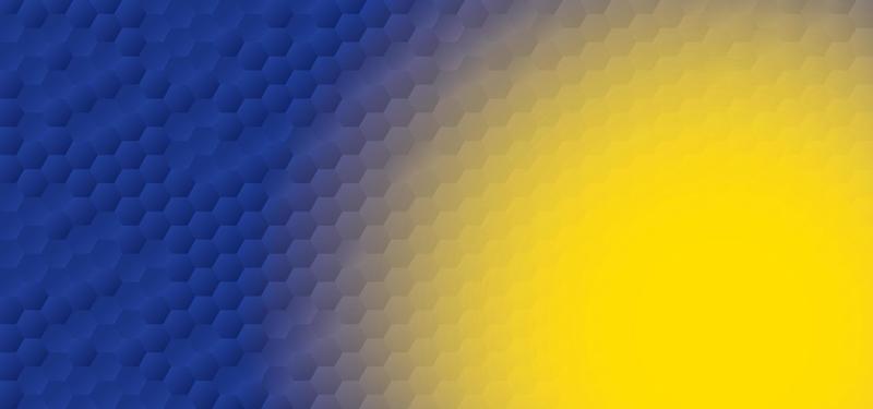 Honeycomb shape blue Background have copy space yellow color, polygon blue and yellow background, Embossed Hexagon