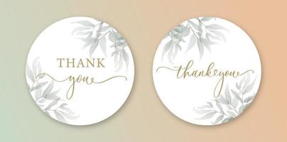 Greenery botanical round Thank You card with calligraphy inscription. For wedding invitation, baby shower and vip cover template. vector