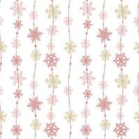 Snowflakes seamless pattern, christmas background with cute hanging showflakes, vector illustration