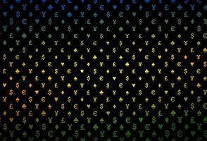 Dark red, yellow vector background with cards signs.
