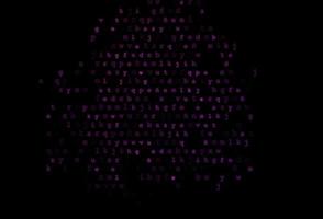 Dark purple vector background with signs of alphabet.