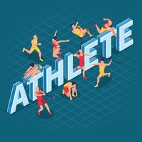 Athletes Isometric Text Composition vector