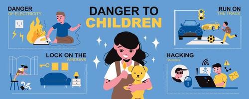 Danger To Children Infographics Layout vector