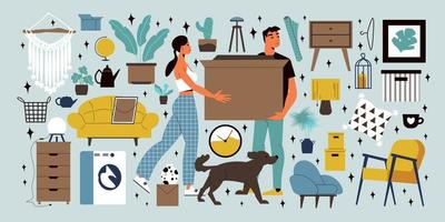 Family Moving Big Set vector