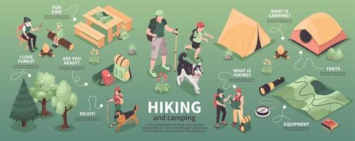 Isometric Hiking Camping Infographics vector