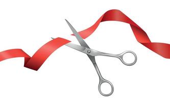 Realistic Scissors And Red Ribbon vector