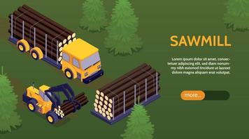 Sawmill Stacking Horizontal Banner vector