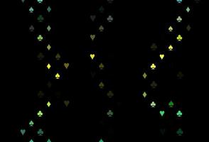 Dark green, yellow vector cover with symbols of gamble.