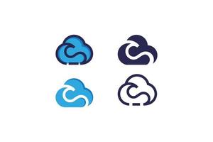 clouds and waves logo design vector