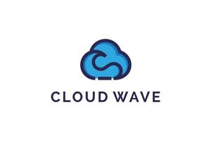clouds and waves logo design vector