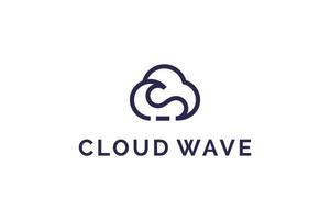 clouds and waves logo design vector