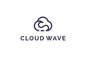 clouds and waves logo design vector