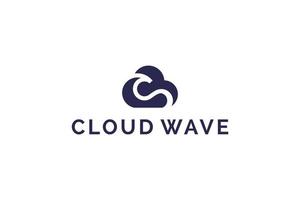 clouds and waves logo design vector