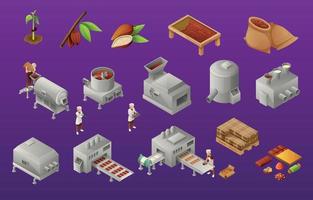 Chocolate Production Isometric Icons Set
