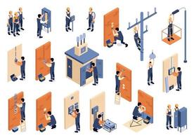 Technician Isometric Set vector