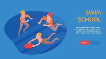 Isometric Swimming Pool Horizontal Banner vector