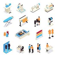 Isometric Sewing Technology Set vector