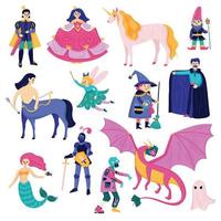 conjunto de iconos de personajes de cuento de hadas vector