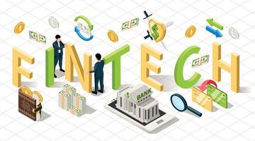 composición de texto isométrica fintech vector