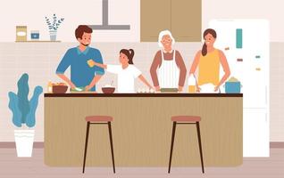 Cooking Family Flat Composition vector