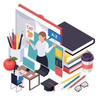 Online Education Isometric Design Concept vector