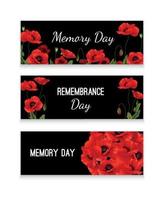 Memory Day Horizontal Banners vector