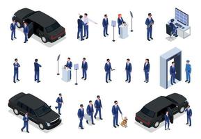 Security Service Isometric Set vector