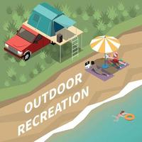 Camping Trailer Isometric Concept vector