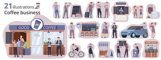 Coffee To Go Cafe Composition Set vector