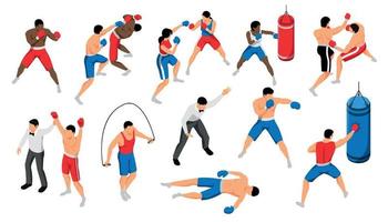 Isometric Boxing Icons Collection vector