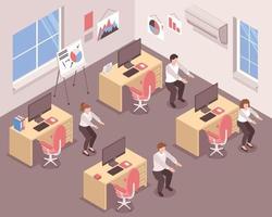 Isometric Workplace Workout Composition vector