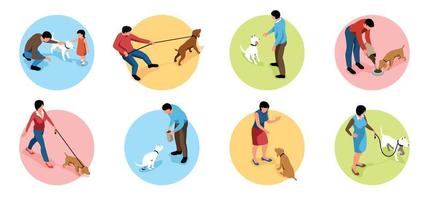 Dog Owner Compositions Set vector