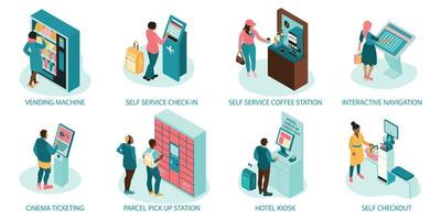 Isometric Self Service Composition Set vector