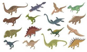 colección de iconos de dinosaurios isométricos vector