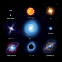 conjunto de ciclo de vida de estrellas vector