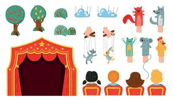 Puppet Theater Color Set vector
