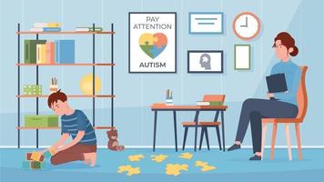 composición plana de atención de autismo
