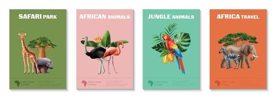 conjunto de carteles de naturaleza africana vector